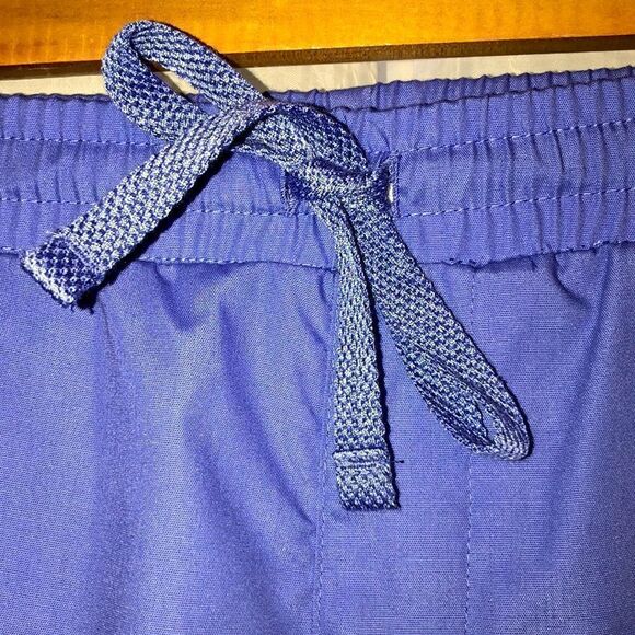 Red Panda L Men’s Ceil Blue Elastic Waist Drawstring 8+ Pocket Scrub Pants - Picture 6 of 14